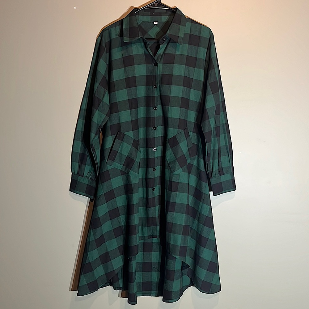 Green Plaid Flannel Dress